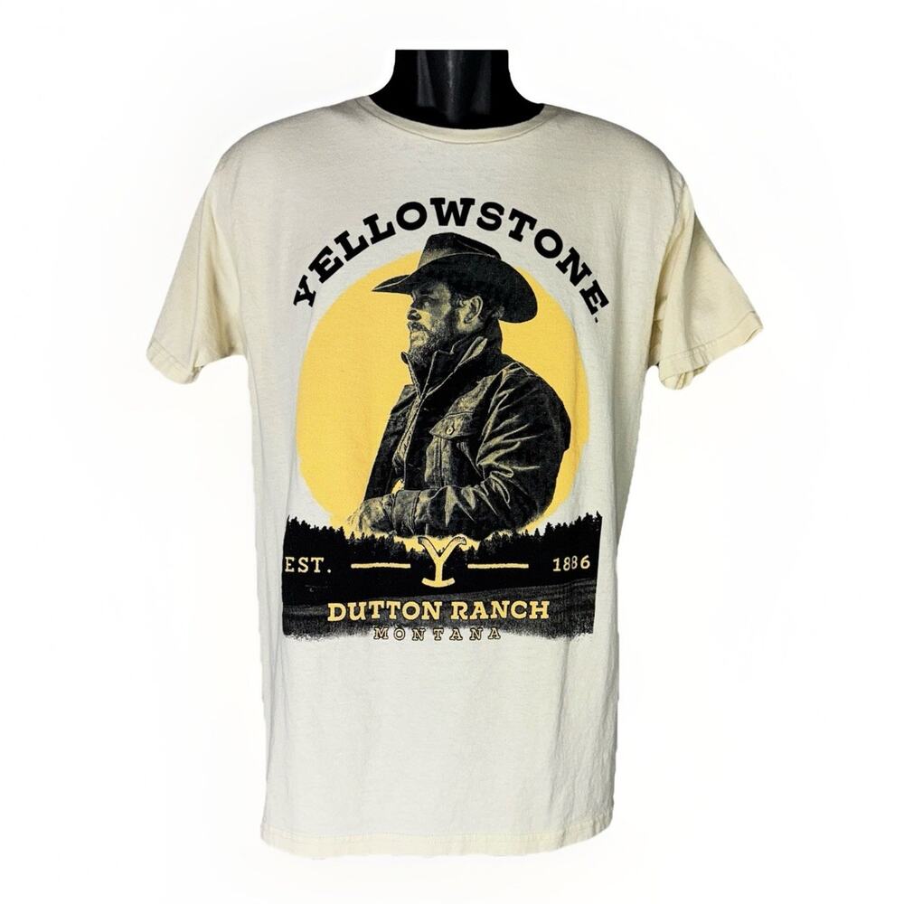 NWOT Yellowstone TV Show Rip Wheeler Medium Cotton T-Shirt Ivory Tee Beth Dutton